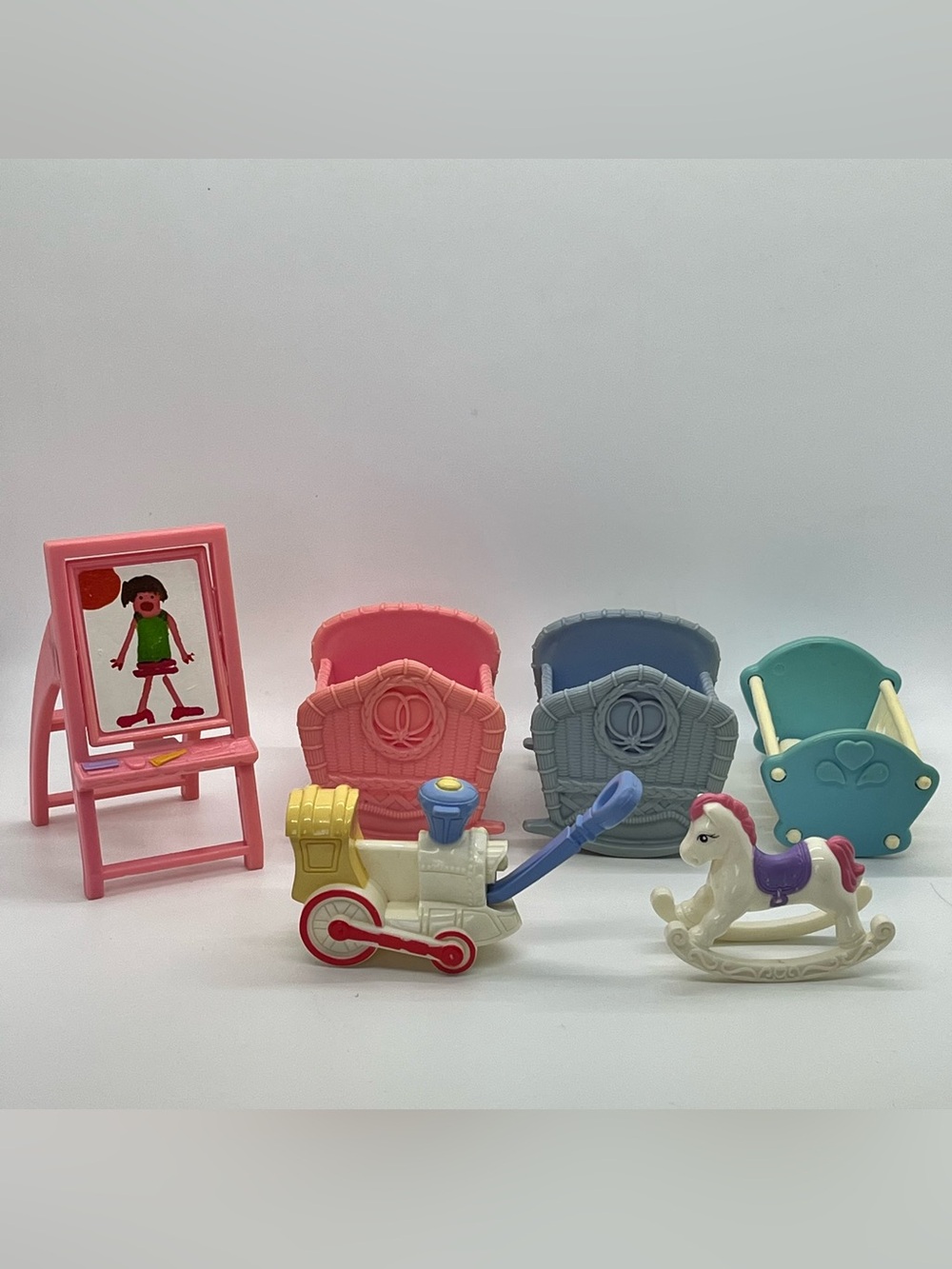 Fisher Price Loving Family Dollhouse Furniture Cradles Easel Rocking Horse Lot